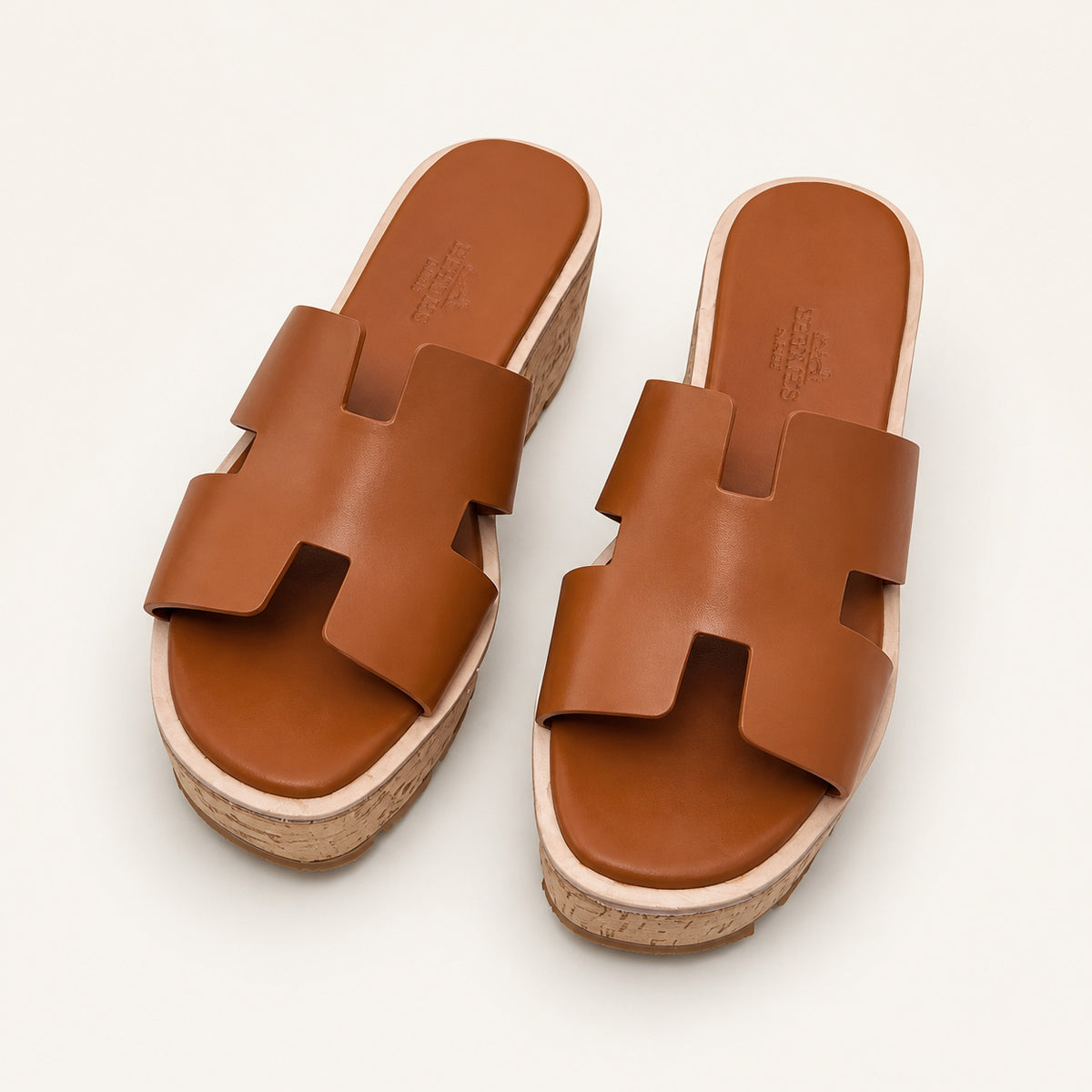 Hermès Eze 30 Sandal Naturel - top pair view