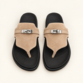 Hermès Kelly Thong Sandal Beige Black Sole - catalog front