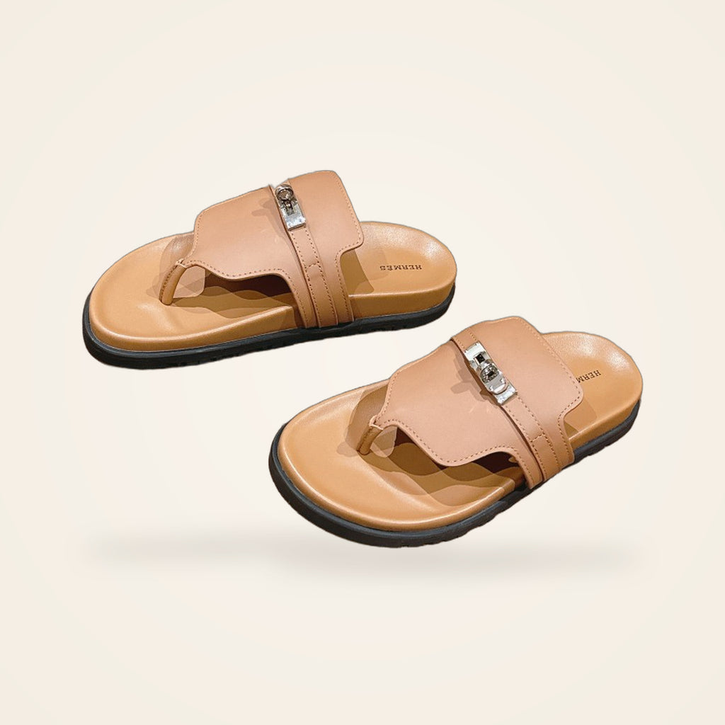 Hermès Kelly Thong Sandal Camel - catalog angle