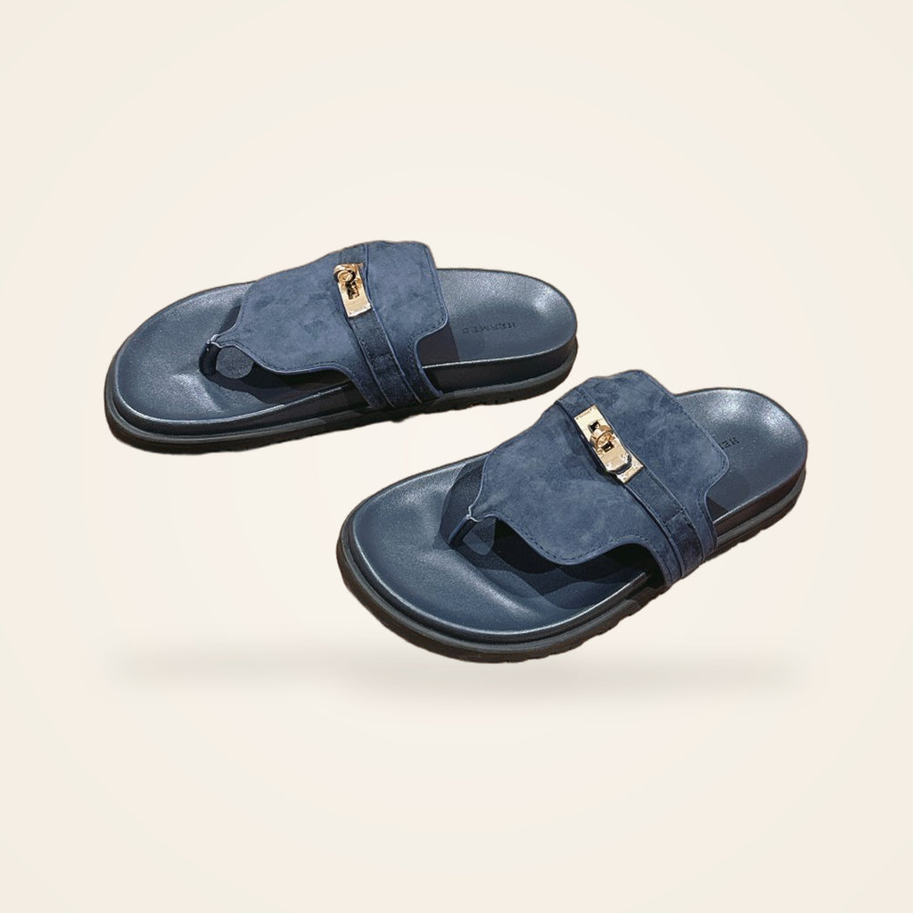 Hermès Kelly Thong Sandal Navy - catalog angle