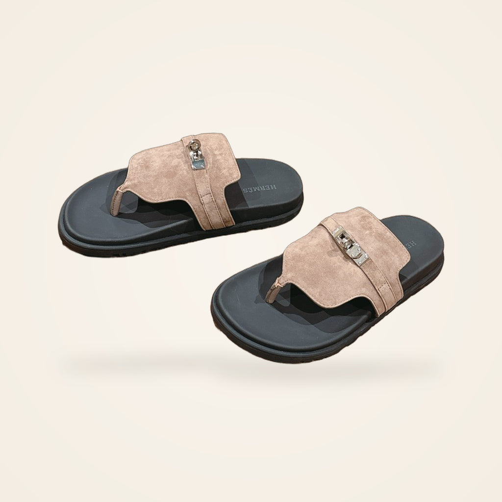 Hermès Kelly Thong Sandal Taupe - catalog angle