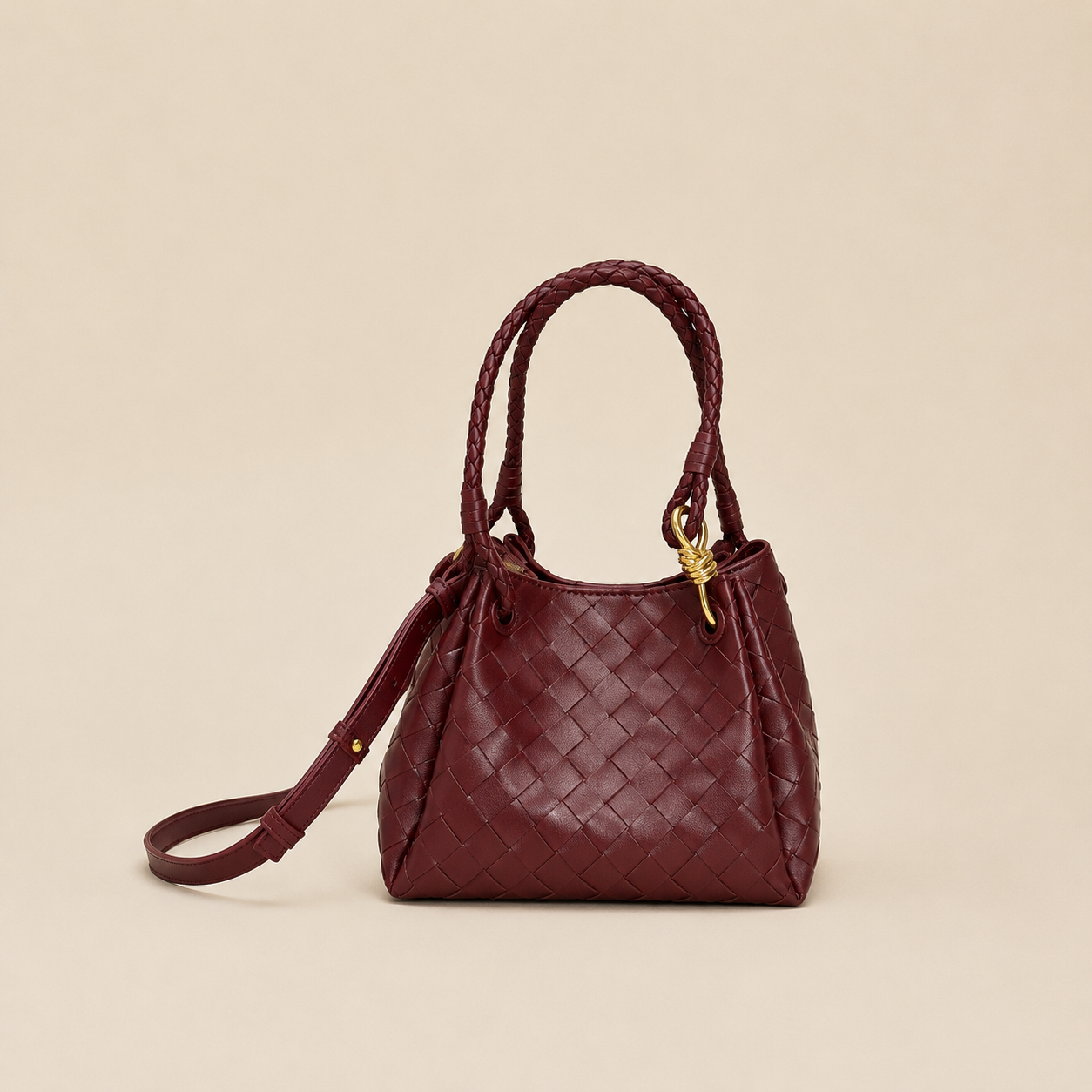 Bottega Veneta Knot Mini Hobo Bordeaux - front
