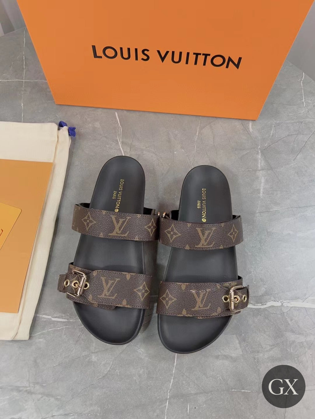 Louis Vuitton Monogram Double Strap Slide