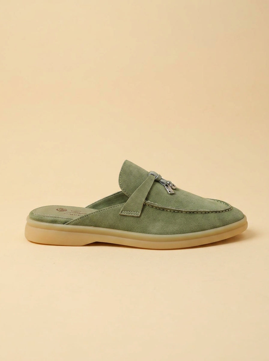 Loro Piana Summer Charms Walk sage green suede — side
