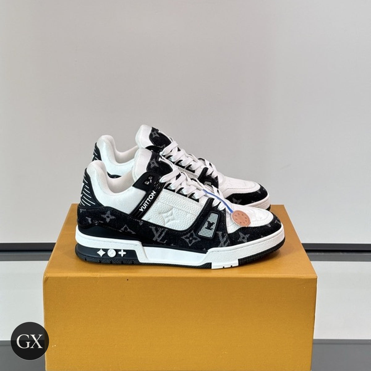 LV Trainer Black & White Denim