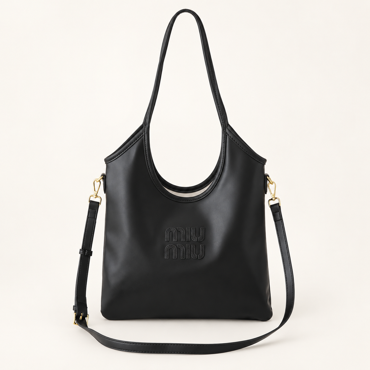 תיק Miu Miu Ivy Logo-Lettering שחור – מבט קדמי