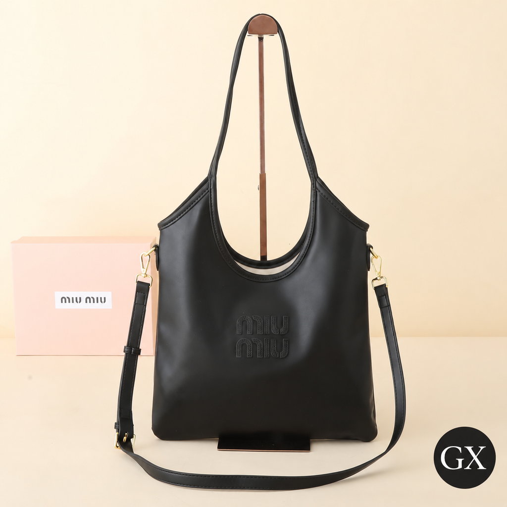 תיק Miu Miu Ivy Logo-Lettering שחור – תמונת אווירה