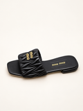 כפכפי Miu Miu Logo Lettering Square Toe שחור – תמונה 1