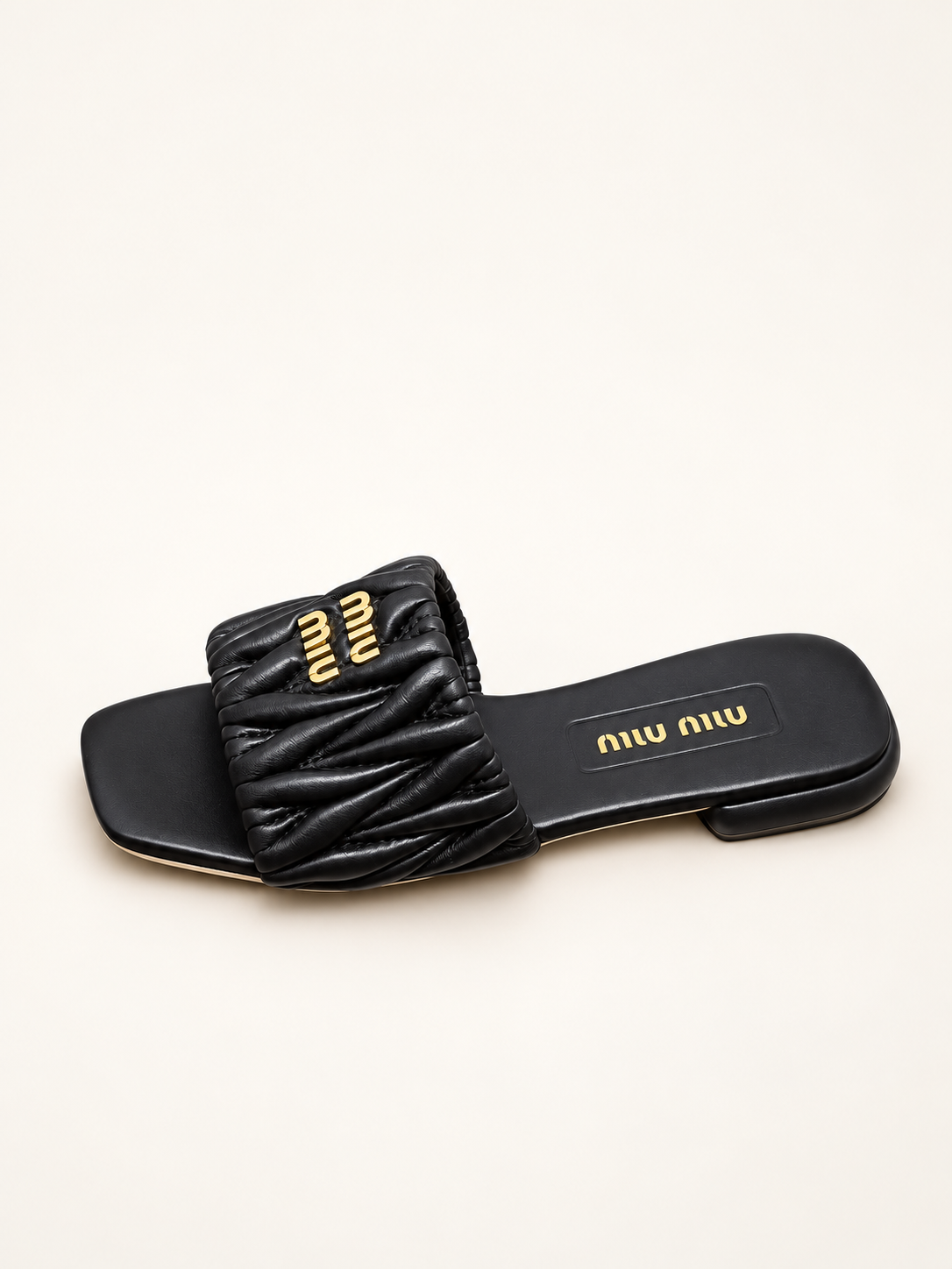 כפכפי Miu Miu Logo Lettering Square Toe שחור – תמונה 1