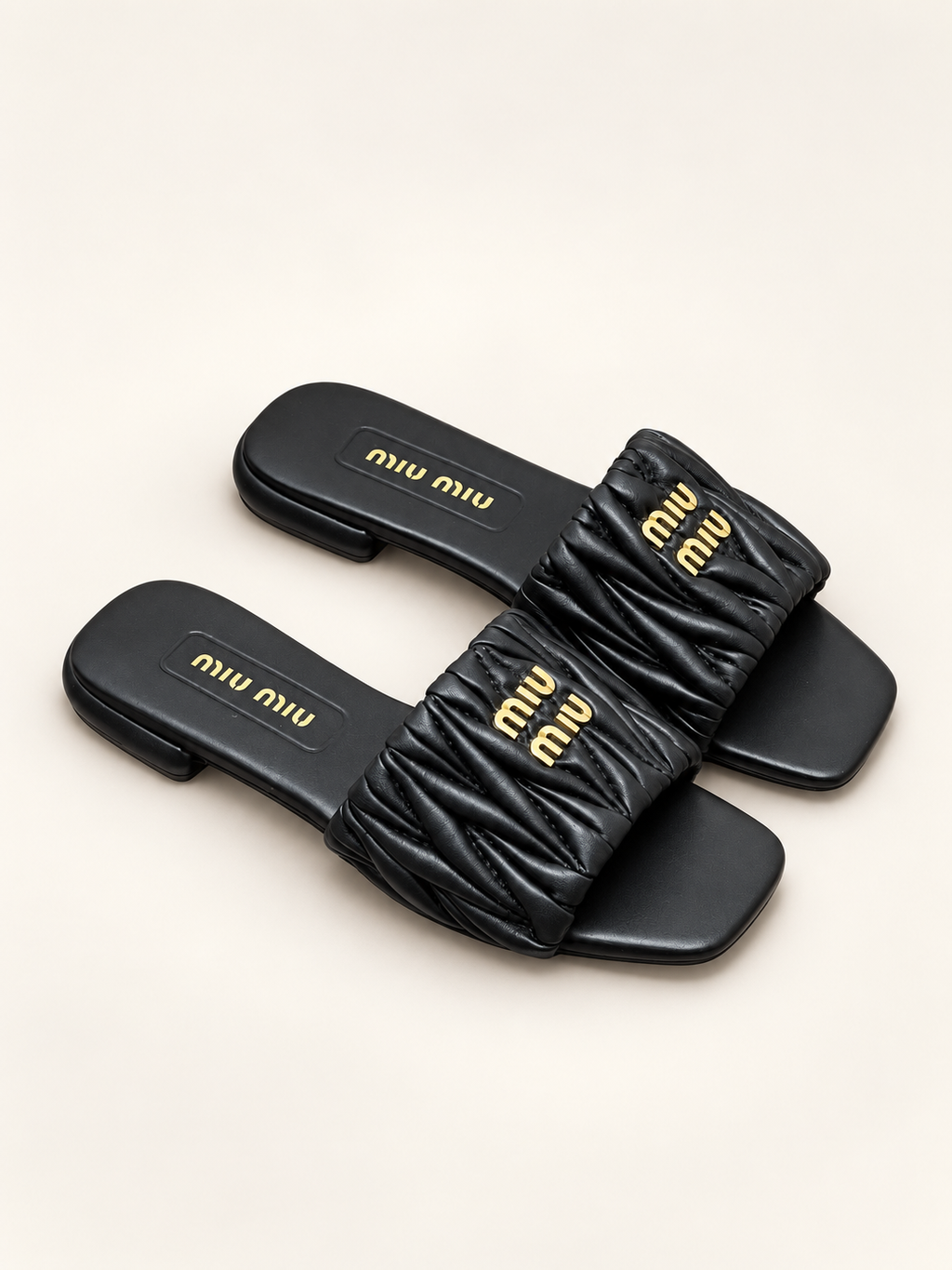 כפכפי Miu Miu Logo Lettering Square Toe שחור – תמונה 2