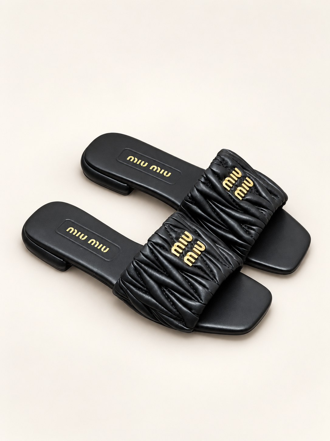 כפכפי Miu Miu Logo Lettering Square Toe שחור – תמונה 2