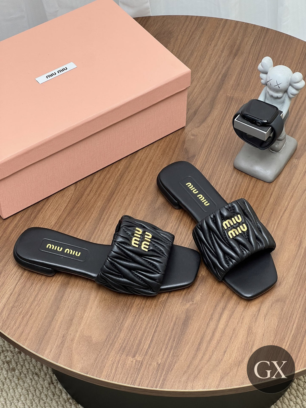 כפכפי Miu Miu Logo Lettering Square Toe שחור – תמונה 3