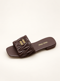 כפכפי Miu Miu Logo Lettering Square Toe חום – תמונה 1