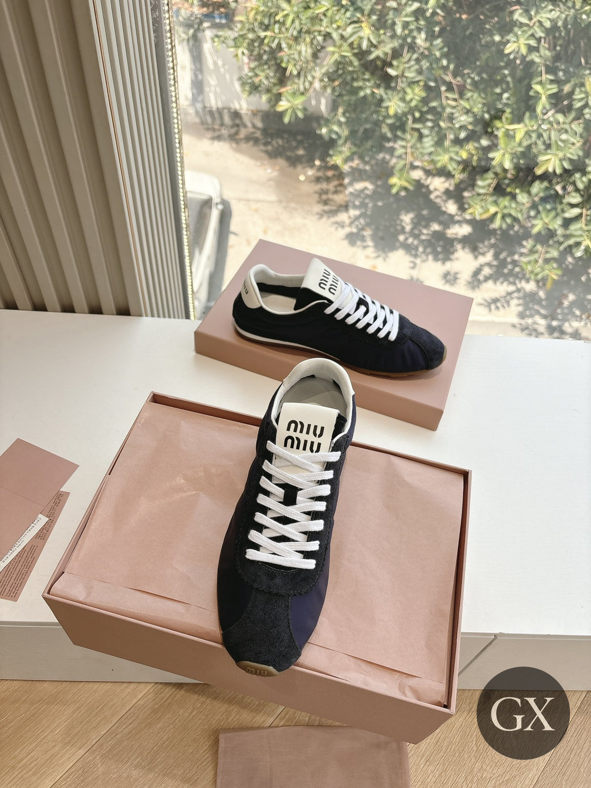 Miu Miu Plume Lace-Up נייבי – תמונה 3