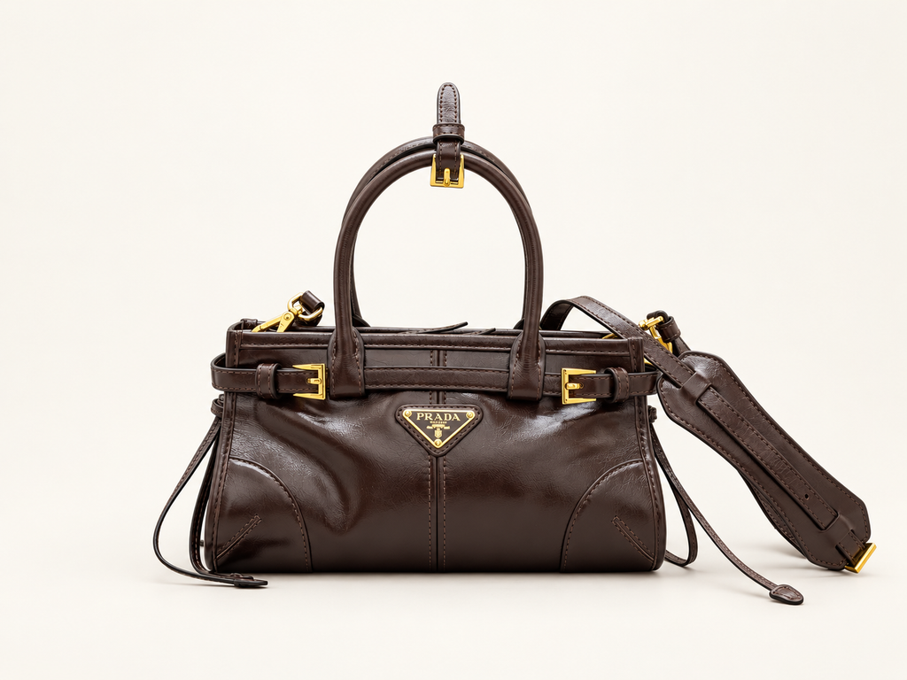 Prada Bonnie Mini Handbag chocolate brown – front