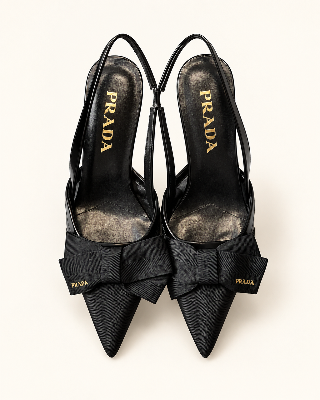 Prada Bow Slingback Heels – Black – תמונה 1