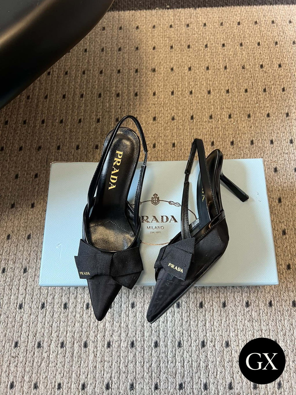 Prada Bow Slingback Heels – Black – תמונה 3