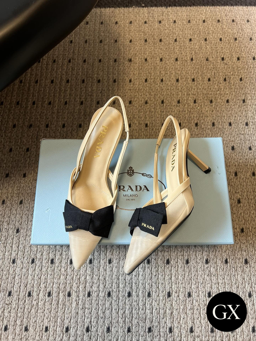 Prada Bow Slingback Heels – Cream – תמונה 3