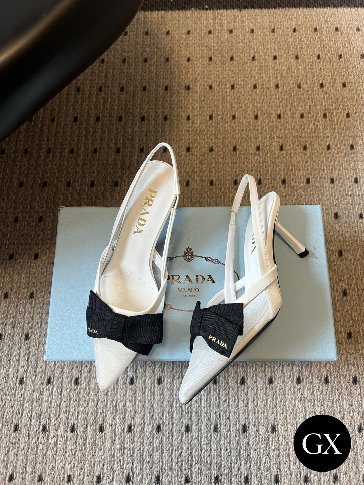 Prada Bow Slingback Heels – White – תמונה 3