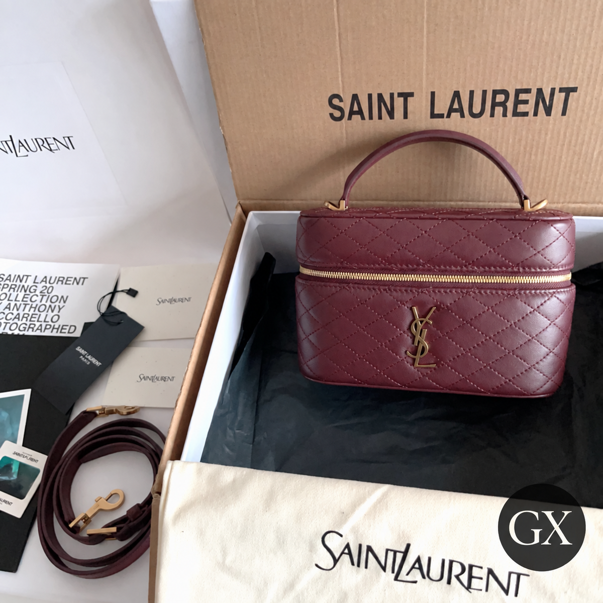 Saint Laurent Gaby Vanity בורדו – אריזה ואביזרים