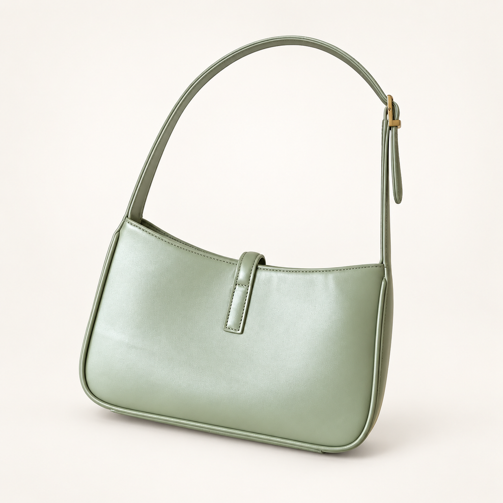 Saint Laurent Le 5 À 7 smooth leather sage green back