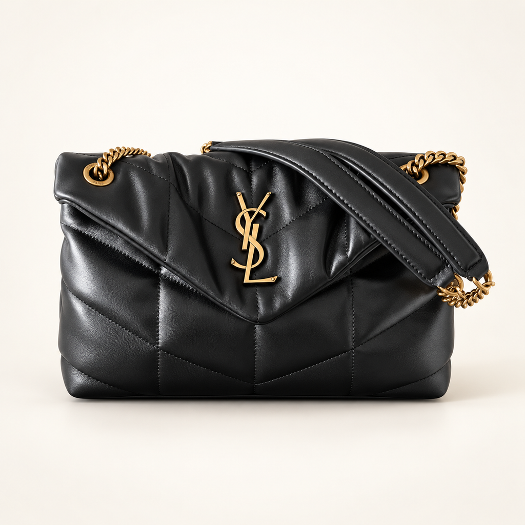 Saint Laurent Puffer Small black lambskin front
