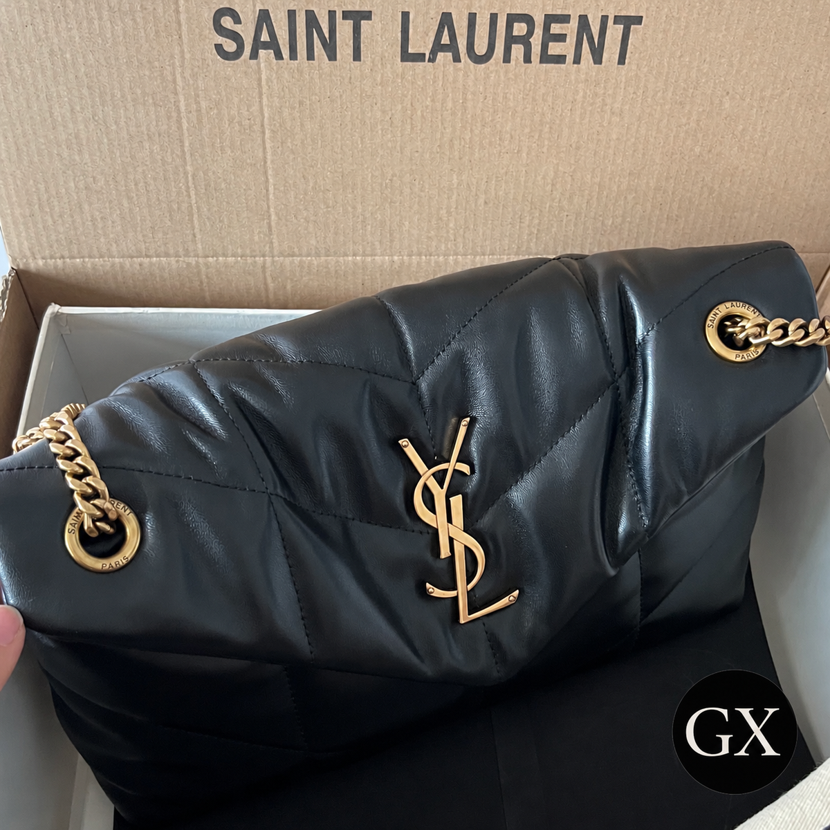Saint Laurent Puffer Small black lambskin detail