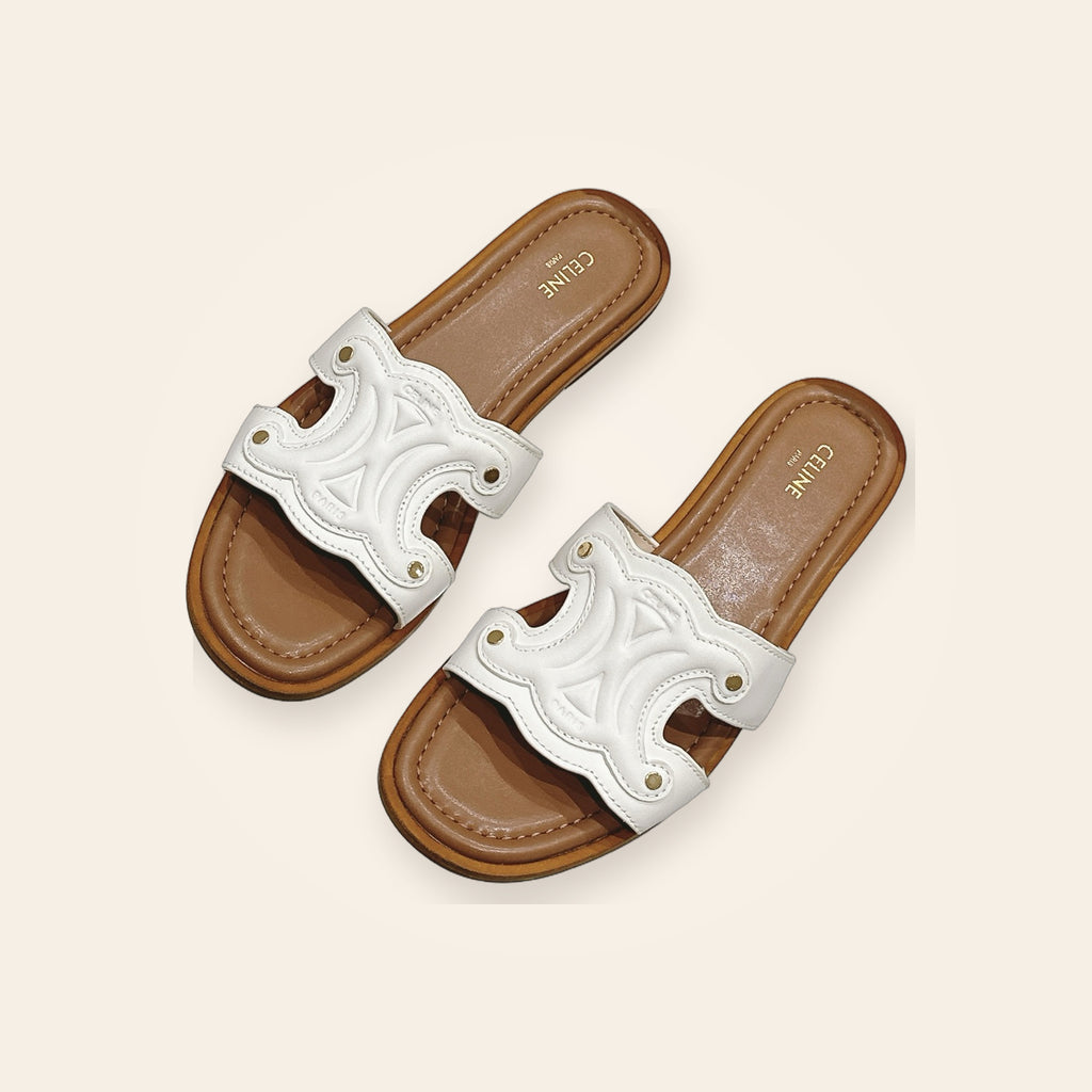 Celine Triomphe Embossed Cutout Slide – לבן – תמונת קטלוג 2