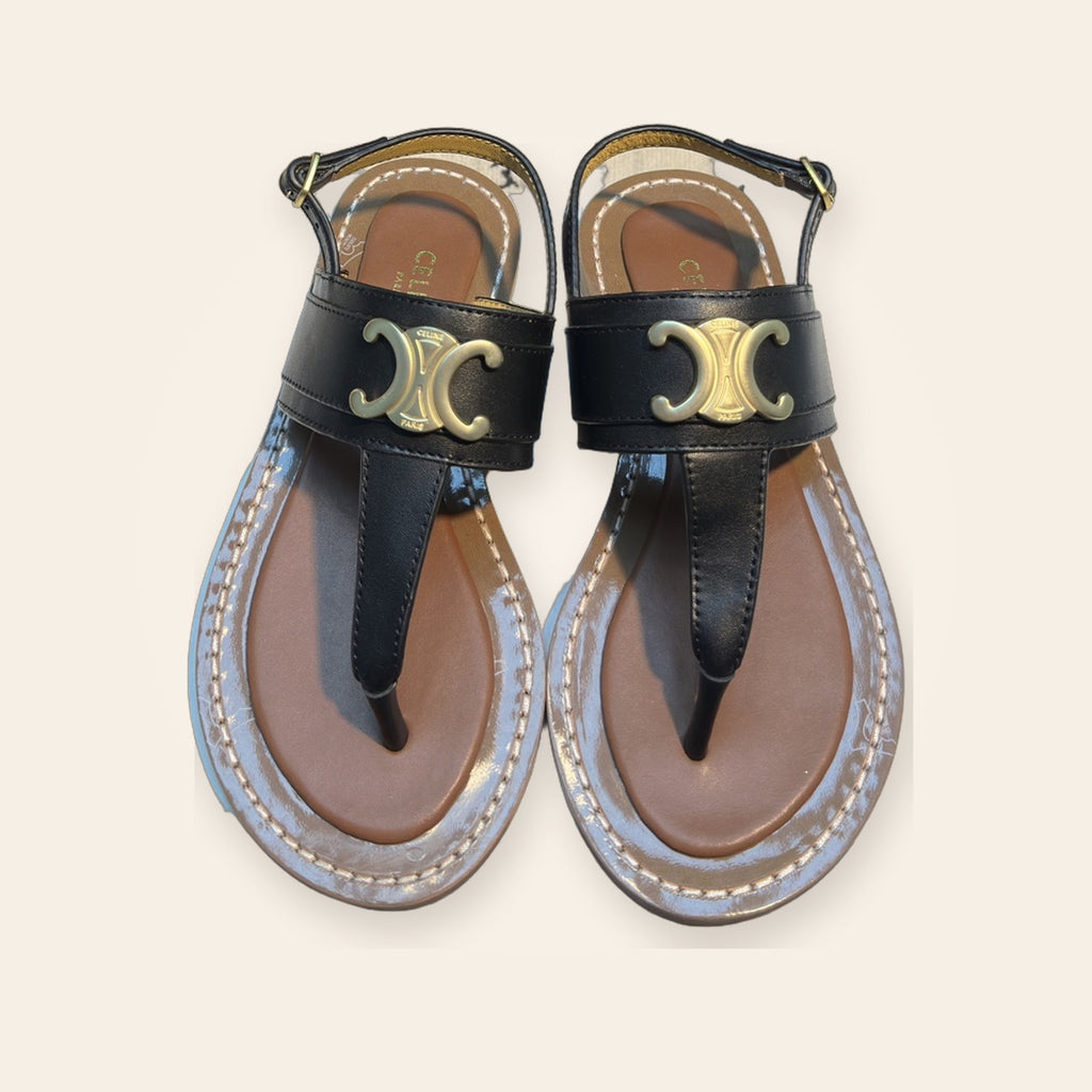 Celine Triomphe Wide-Band Thong Sandal – שחור – תמונת קטלוג