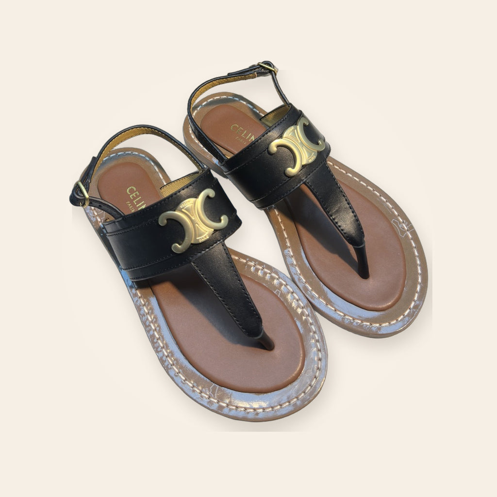 Celine Triomphe Wide-Band Thong Sandal – שחור – זווית נוספת