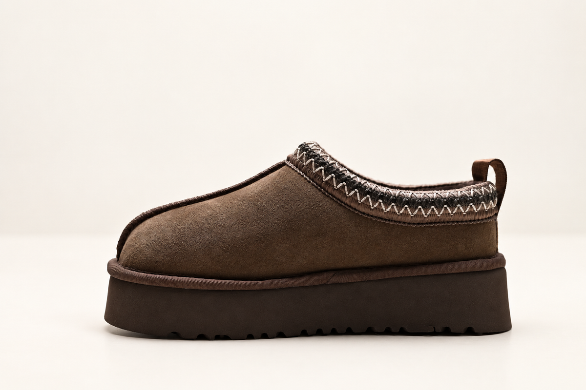 נעלי פלטפורמה UGG בעיטור קלוע, חום כהה, תמונה 2