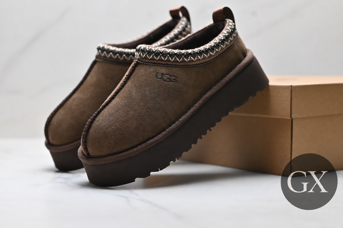 נעלי פלטפורמה UGG בעיטור קלוע, חום כהה, תמונה 3