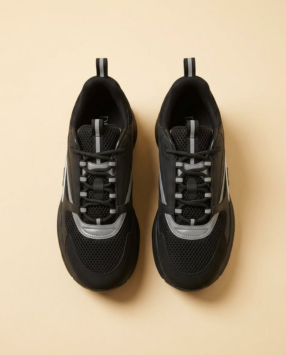 Dior B22 sneakers שחור כסף - מבט עליון