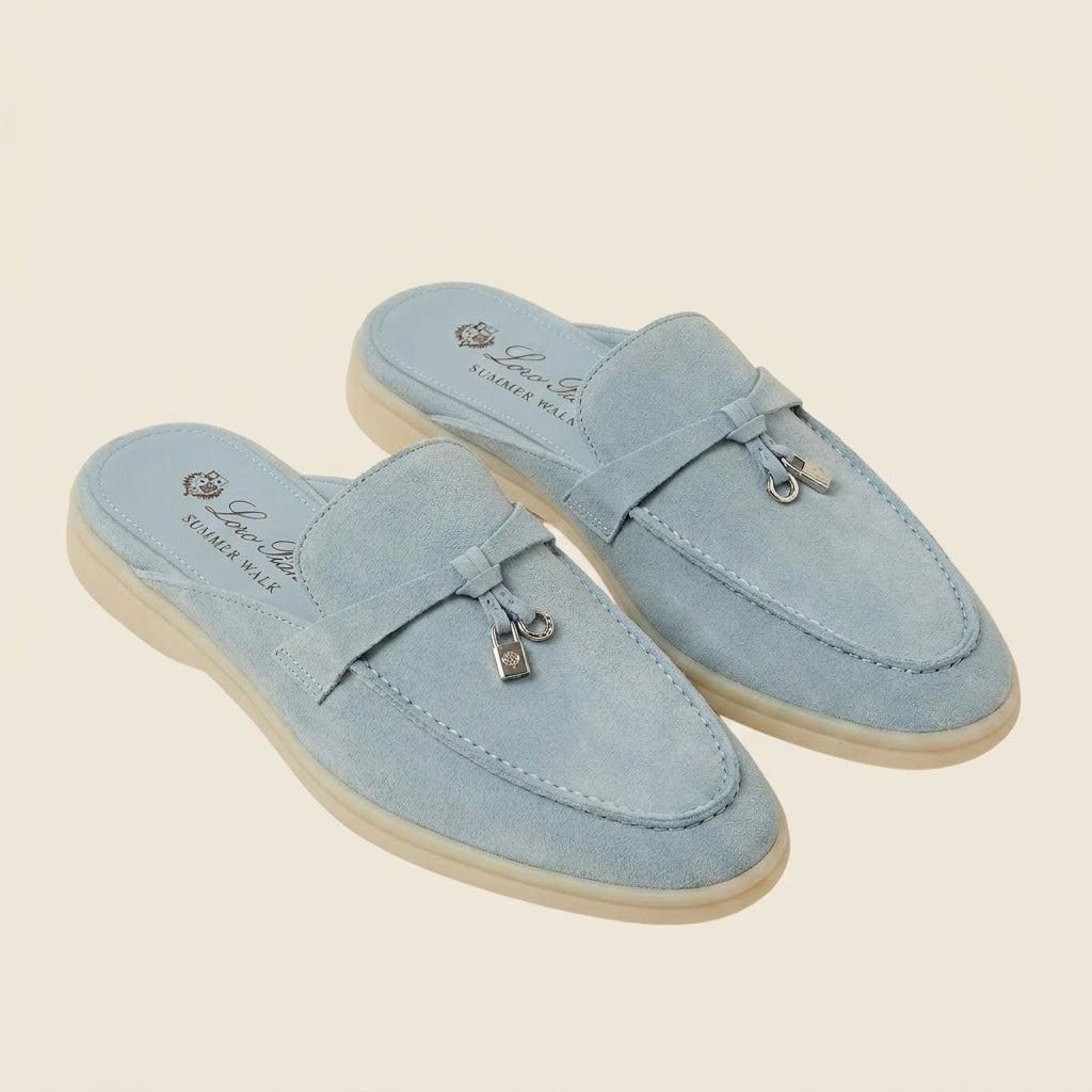 Loro Piana Babouche Summer Walk light blue suede mule - pair